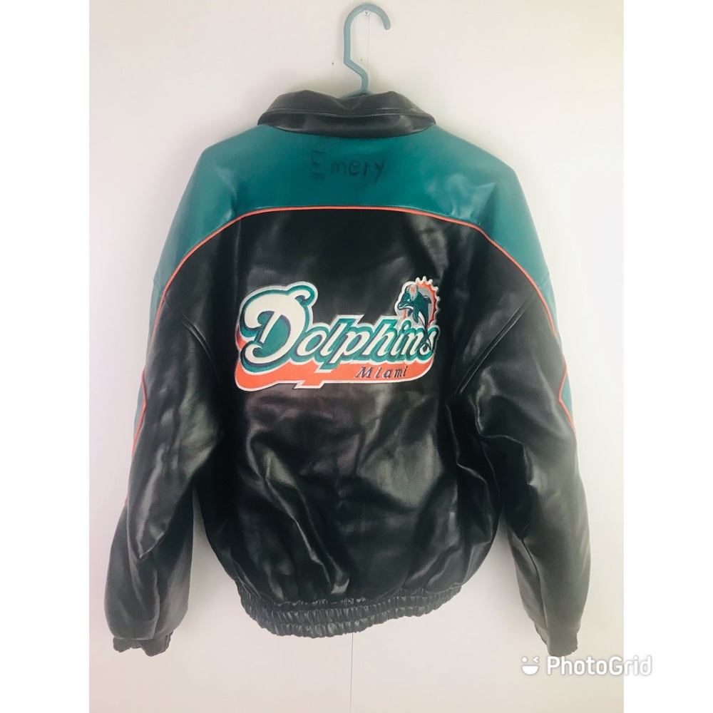Miami Dolphins Jacket M Faux Leather NFL Game Day